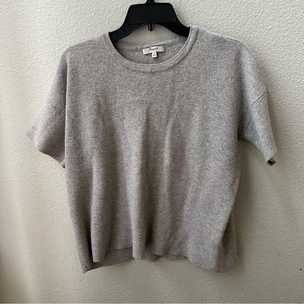 Madewell Gray Short Sleeve Knitted Sweater Tee Sweater Womens M